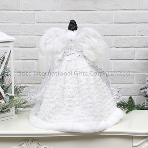 2025 più recente ornamento di <span class=keywords><strong>angelo</strong></span> di Natale da 40CM Topper albero di Natale fatto a mano in pizzo con bordo in resina <span class=keywords><strong>angelo</strong></span> con ali di piume bianche - Product Image 3