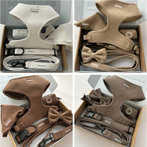 Hondenhalsbandset van luxe corduroy met op maat gemaakt logo, premium designer, groothandel, privélabel, verstelbaar, geen trekkoord - Product Image 4