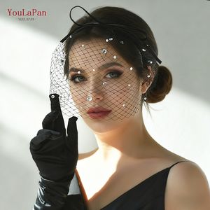 YouLaPan MA12 Elegante Velo a Rete Traforato Nero con Strass per Spose, Adatto per Feste ed Eventi Serali - Product Image 3
