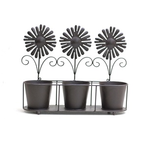 Offre Spéciale planteurs de tournesol métal avec trois pots pour le jardin - Product Image 1