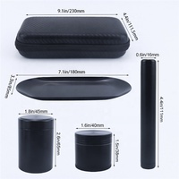 Ensemble pour fumer Kit d'accessoires pour fumer Tube de stockage en alliage d'aluminium Plateau roulant Broyeur d'herbes Kit pour fumer