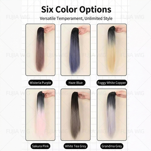 Fujia Coloré Bouclés <span class=keywords><strong>Queue</strong></span> <span class=keywords><strong>De</strong></span> <span class=keywords><strong>Cheval</strong></span> Multi Couleur Dégradé Griffe Clip QueueLongue Bouclée Grande Vague Perruque <span class=keywords><strong>Queue</strong></span> <span class=keywords><strong>De</strong></span> <span class=keywords><strong>Cheval</strong></span> - Product Image 2