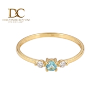 Bague de fiançailles en or jaune massif 14 carats certifiée IGI avec diamant de laboratoire et Yag Paraiba Blue, bijoux fins pour femmes, vente en gros