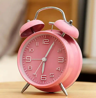 Réveil à cloche de 4 pouces Réveil de table analogique en métal avec cadran 3d avec fonction de rétroéclairage Horloge de table de bureau