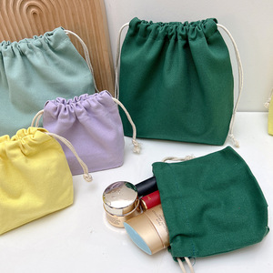 Eco-friendly Natural Cotton Twill <b>Drawstring</b> Dust <b>Bag</b> for Handbag Shoe Custom Logo Printed Canvas Zipper Cosmetic <b>Makeup</b> Pouch - Product Image 2