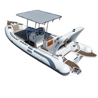 Bateau semi-rigide CE de haute qualité 7m Orca Hypalon avec console centrale 700, coque en V profond, en fibre de verre, pour la pêche et la navigation océanique, avec moteur