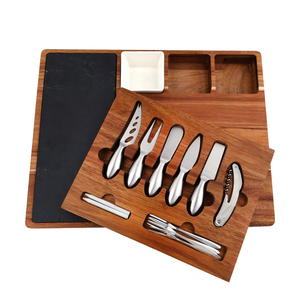 Biểu Tượng Tùy Chỉnh Slate Trượt Trong Ngăn Kéo Pho Mát Hội Đồng Quản Trị Bộ Slate Charcuterie Board Set Với Pho Mát Dao Bộ - Product Image 1