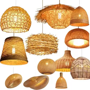 Lámparas de ratán populares fabricadas en Vietnam, candelabro de sala de estar de dormitorio de bambú hecho a mano, candelabro de ratán