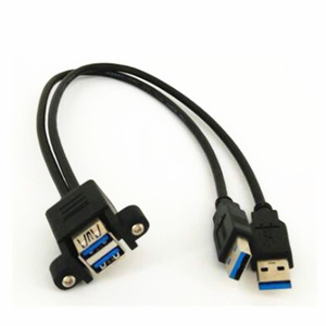 <span class=keywords><strong>Dual</strong></span> USB 3,0 Frontal a Hembra Montaje en Panel a Doble USB AF 2 Tipo a <span class=keywords><strong>Cable</strong></span> de Extensión Macho con Tornillo de Bloqueo 2025 Nuevo 50cm - Product Image 4