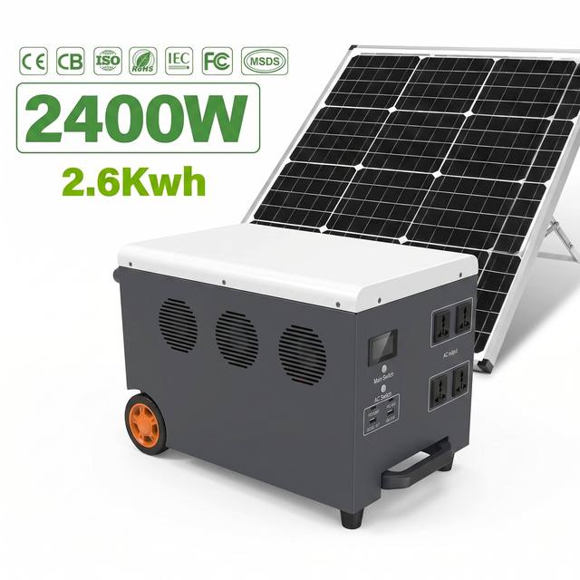 220v All in One Portable Power Station 2400w Lithium Battery Bank Outdoor Solar Generator Home Lifepo4 Emergency Backup Supply