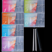 Puntas de Uñas Extra Largas Tipo Ataúd, 120 Piezas/Caja, 5XL, Transparentes, Cuadradas, Tipo Bailarina, de Gel Suave