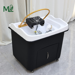 Bac à shampoing de salon avec repose-pieds réglable, circulation d'eau, <span class=keywords><strong>panneau</strong></span> de commande anglais, conduites d'eau chaude/froide, pour coiffure au chevet du lit - Product Image 3