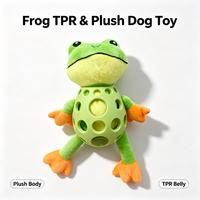 Jouet interactif pour chien en forme de grenouille, jouet à mâcher couineur en peluche et TPR à double matériau