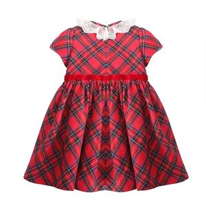 <span class=keywords><strong>Vestido</strong></span> de algodón de verano 2025 para niñas, estampado a cuadros dulce en decoración de encaje para Bodas de hermanas o ocasiones navideñas - Product Image 2