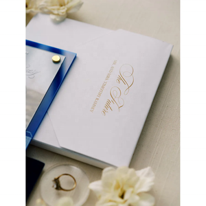 Invitación de boda de Skyline acrílico de doble capa <span class=keywords><strong>con</strong></span> foto cuadrada 3D de elegancia de lujo <span class=keywords><strong>con</strong></span> sobre de cartulina - Product Image 6