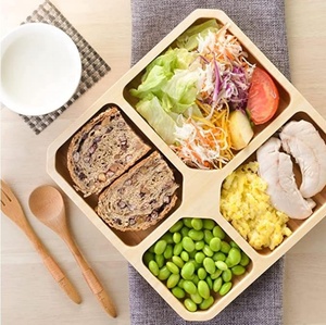 <span class=keywords><strong>Assiette</strong></span> de séparation saine ronde/carrée en bois naturel de <span class=keywords><strong>bambou</strong></span> avec 4 compartiments - Product Image 4