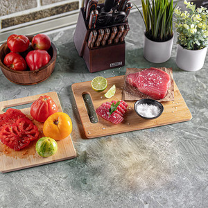 Factory direct wholesale of bamboo cutting board <b>set</b> (two pieces), double-sided, suitable for home use, suitable for cutting - Product Image 2