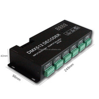 Décodeur LED DMX512 24 canaux 4CHx6 12V DC5-24V pour LED RGBW, 256 niveaux contrôlés, base métallique pour éclairage de scène