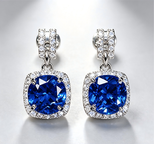 Orecchini Pendenti con Zircone Blu a Forma di Cuscino, Orecchini Pendenti con Doppia Barra di Cristalli, Eleganti Gioielli per Matrimoni e Feste - Product Image 2