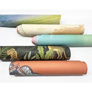 Fabricant professionnel biodégradable imprimé nouveau tapis de yoga en polyuréthane givré mat amélioré, tapis de sol de yoga avec sangle de transport