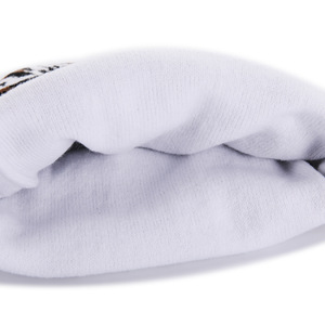 Nueva moda invierno cálido Beanie <span class=keywords><strong>vaca</strong></span> impresión hombres mujeres sombrero de punto 100 acrílico puños Beanie con logotipo personalizado - Product Image 3