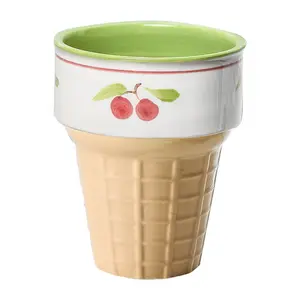 SYL ins-taza de helado de cerámica, cono de estilo coreano, creativa, para pudín, postre, tazón, taza de agua