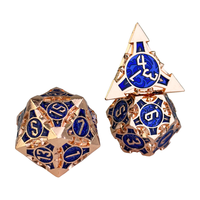Ensemble de dés polyédriques en métal D&D personnalisés, 7 pièces, écologiques, sur le thème du dragon bleu pour les jeux de rôle