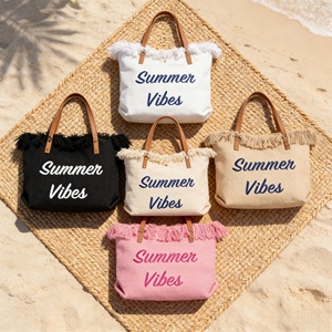 Borsa Tote in Tela di Grande Capacità con Lettere Ricamate, Borsa da Spiaggia per Uso Quotidiano con Tracolla, in Poliestere per Tutte le <span class=keywords><strong>Stagioni</strong></span> - Product Image 3