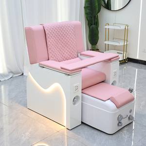 Chaise de manucure et pédicure rose de luxe avec lumière LED, chaise multifonctionnelle pour spa des pieds pour salon de beauté - Product Image 1