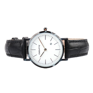 Montre-bracelet à quartz pour femme avec cadran rond Affichage en cuir noir et boîtier en alliage Charme pour femme à la mode en vente - Product Image 2