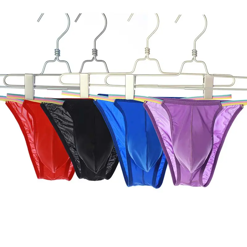 Sexy Underwear Silky Ultra-thin Ice Silk Men Briefs Male Mini Panties Low Waist Bikini hombre Lingerie Underpants