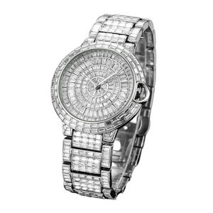 Orologio da Uomo al Quarzo con Diamanti <span class=keywords><strong>Baguette</strong></span> e Cristalli, Completamente Tempestato di Diamanti, in Oro, Vendita all'Ingrosso dalla Fabbrica - Product Image 1
