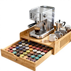 Base para <span class=keywords><strong>Cafetera</strong></span> de Bambú Directo de Fábrica con Cajón para Cápsulas para Encimera de Cocina - Product Image 6