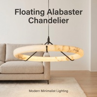 Lustre en albâtre naturel, LED, bronze antique, luminaire suspendu moderne, diamètre personnalisé pour salon, villa