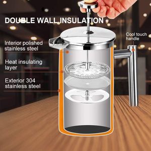 Black 304 Food Grade Stainless Steel Double Wall Insulated French Press Replacement Filter Screen <b>Coffee</b> <b>Maker</b> Press - Product Image 3