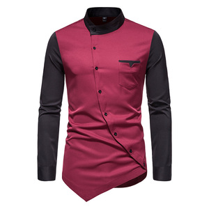 Spring Mens Contrast <strong>Patchwork</strong> <strong>Shirt</strong> Casual Youth Premium Top Streetwear Men Pocket Long Sleeve <strong>Shirt</strong> - Product Image 6