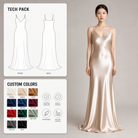 Robe longue en acétate champagne pour femme, col en V profond, fines bretelles, ourlet queue de poisson, coupe trapèze, pour occasions formelles et galas, fournisseur en gros