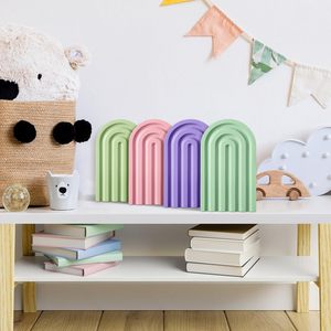 Qingyue Bamboo Bookend Rainbow Shape Desktop Book <b>Stand</b> Minimalist Modern Style Home Office Decorative Furnishing - Product Image 2