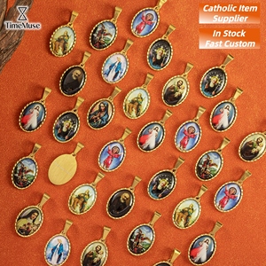 Pendentif Catholique Saint <span class=keywords><strong>Jésus</strong></span> & Vierge Marie, Image Personnalisée, Acier Inoxydable 316L, Plusieurs Styles de Pendentifs, Cadeau pour Fêtes & Anniversaires - Product Image 1