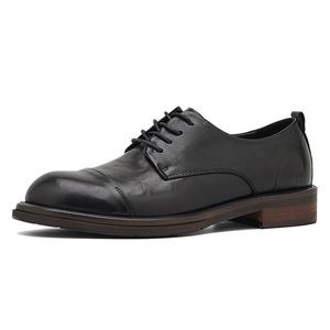 2025 nueva tendencia de alta calidad para hombres de negocios Casual punta cuadrada zapatos de cuero con cordones Retro cuero genuino transpirable ligero - Product Image 2