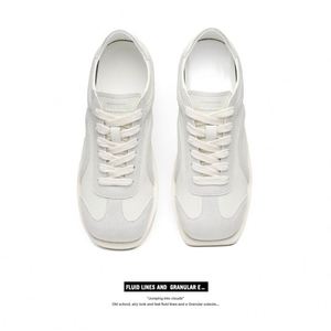 Chaussures décontractées polyvalentes à semelle plate, respirantes, en peluche, à lacets, bout carré, légères, antidérapantes et tendance - Product Image 3