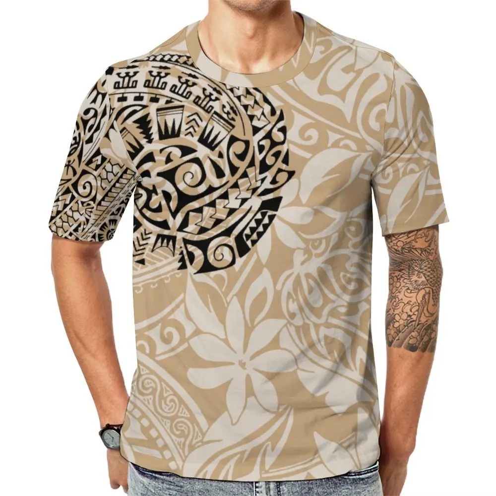 Nieuwste Ontwerp Hawaiiaans Volledig Print Casual T-Shirt Mannen Polynesian Samoa Tattoo Design Getailleerd Strand Zomer Heren Top