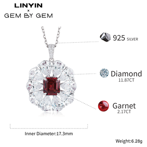 Sang Trọng 18K Vàng Trắng Ngọc Lục Bảo Cắt Tự Nhiên Chim Bồ Câu Máu Đỏ <span class=keywords><strong>Ruby</strong></span> Mặt Dây Chuyền Vòng Cổ Gia Đám Cưới Kim Cương Đồ Trang Sức - Product Image 2