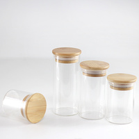 Bouteille de conservation alimentaire en verre avec étiquettes, bocaux de conservation en verre avec couvercle hermétique en bambou, transparents pour la cuisine