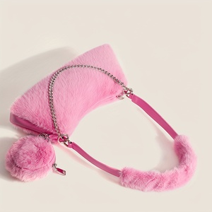 Bolso de Mano de Peluche Rosa con Logotipo Personalizado, Bolso de Hombro de Piel Sintética al por Mayor, Bolso Cruzado de Peluche Moderno con <span class=keywords><strong>Monedero</strong></span> - Product Image 6