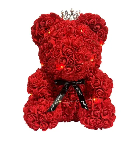 Best Verkopende Rozenbeer Prachtige Geschenkdoos 25/40Cm Foam Rose Teddybeer Valentijnsdag Cadeau