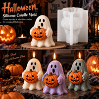 Moule en silicone 3D Candyer Halloween pour bougies DIY, décoration de fête à domicile, moules à gâteaux et chocolats en silicone