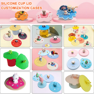 Factory Custom Silicone Coffee <b>Cup</b> Cute Lid Reusable Cartoon Silicone Drinking <b>Cup</b> Lids Cover for <b>Cups</b> - Product Image 2