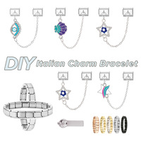 Bracelet à breloques italiennes multifonctionnel en acier inoxydable, module créatif DIY, double accessoire de bijouterie pour enfants