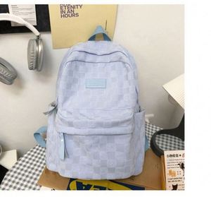 Trendy Casual Plaid <b>Backpack</b> for High School Teenage Girls Fashionable School Bag Nylon Lining Zipper Closure Anti-Theft Feature - Product Image 2